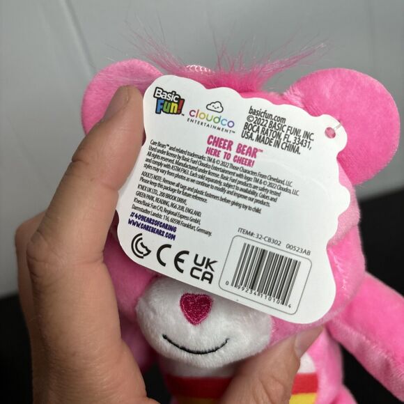 Care Bears Cheer Bear 8” Soft Pink Plush Stuffed Beanbag 2023 Rainbow Toy - Picture 6 of 7